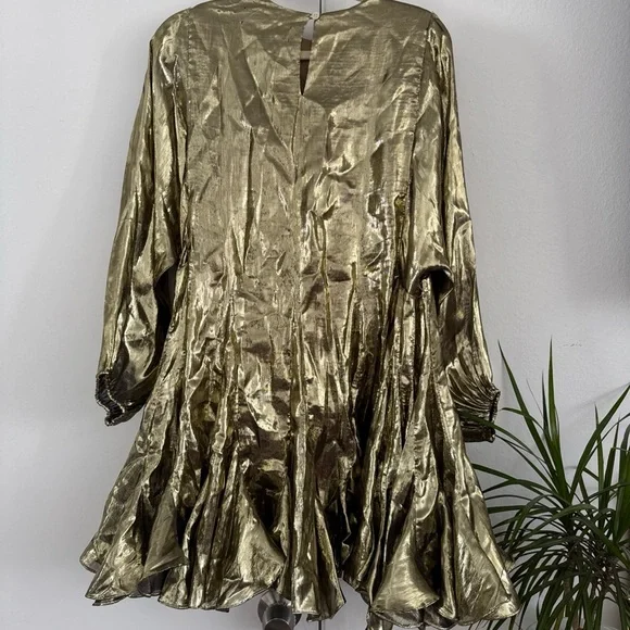 *ARCHIVE* RHODE Gold Lamè Ella Mini Dress Size S/M DEFECTS NEEDS WORK - Picture 3 of 13
